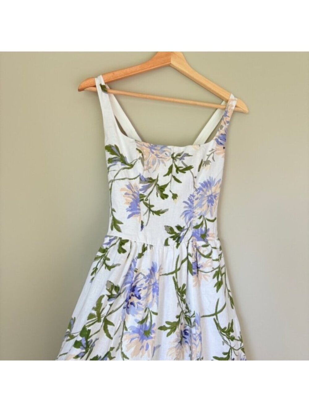 NEW Reformation Janu Midi Linen Dress Serenity White Blue Floral | US 6 / UK 10 - Picture 7 of 14
